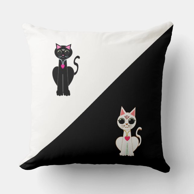 Zwei schöne Katzen auf schwarz und weiß Kissen (Vorderseite)