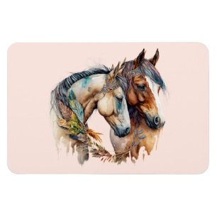 Zwei schöne Pferde Western Boho Magnet