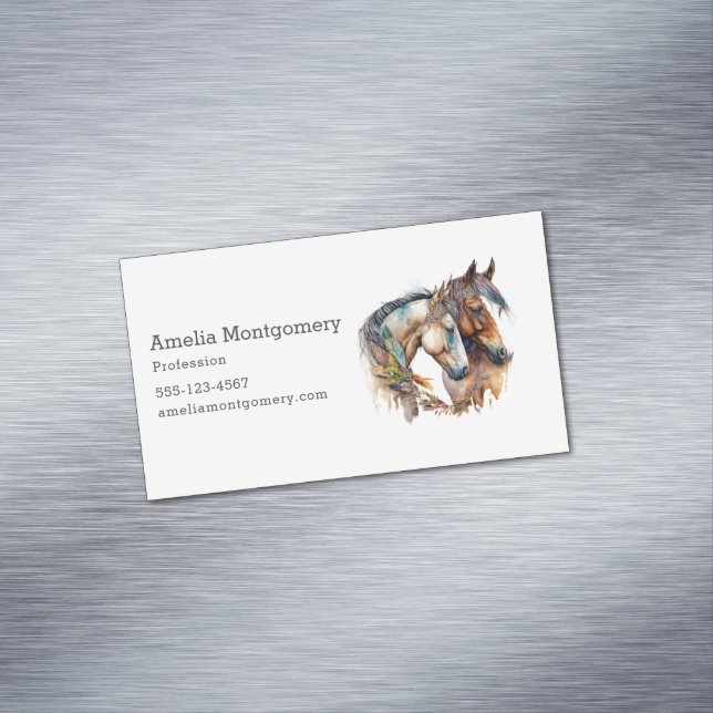Zwei schöne Pferde Western Boho Magnetische Visitenkarte (Beispiel)