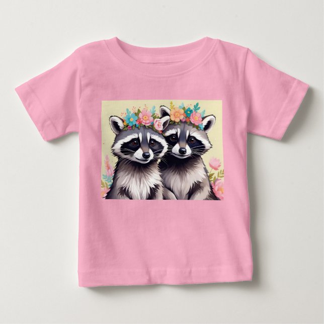 Zwei schöne Racos in Blume Kronen Baby T-shirt (Vorderseite)