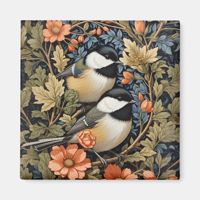 Zwei schöne schwarz gekappte Chickadees Magnet (Vorne)