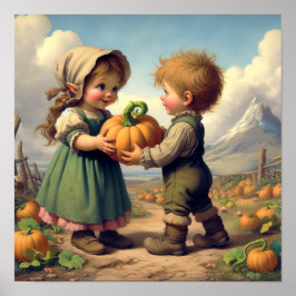 Zwei schöne Vintage Munchkins in einem Pumpkin-Pat Poster