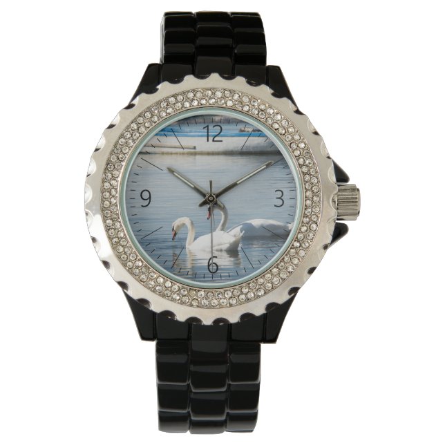 Zwei Schwäne Armbanduhr (Vorderseite)