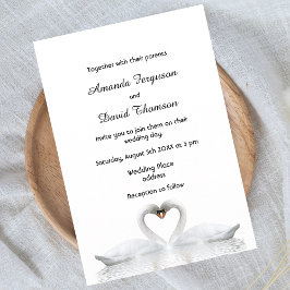 Zwei Schwäne in der Liebe weiße Hochzeitskarte Einladung