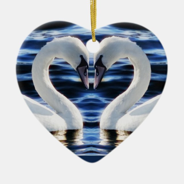 Zwei Schwäne Keramikornament (Vorne)