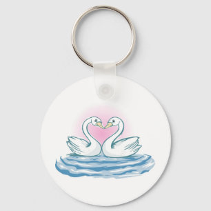 Zwei Schwäne schwimmen Schlüsselanhänger