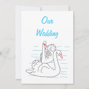 Zwei Schwäne schwimmen Zeichnend Hochzeitseinladun Einladung