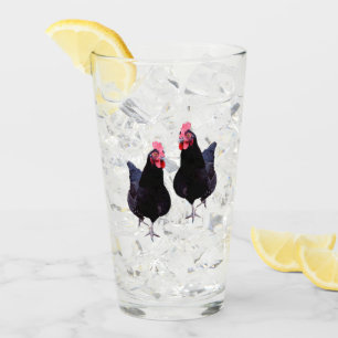zwei schwarze Funky Chickens, Glas