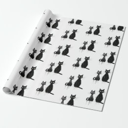 Zwei schwarze Katzen Design Geschenkpapier