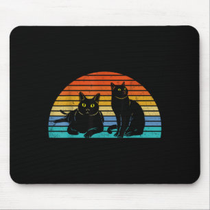 Zwei schwarze Katzen farbenfroher Hintergrund Katz Mousepad