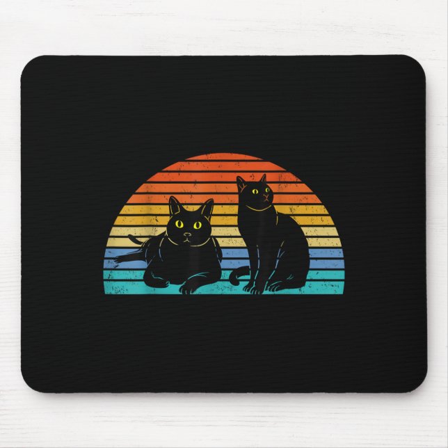 Zwei schwarze Katzen farbenfroher Hintergrund Katz Mousepad (Vorne)