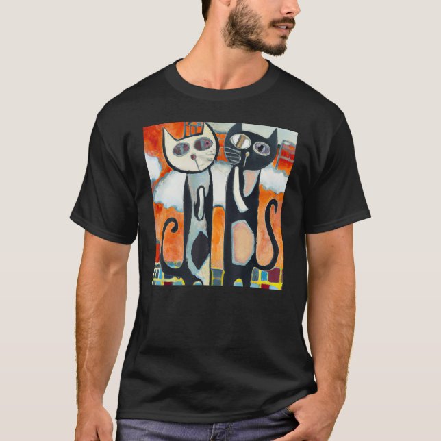 Zwei schwarze Katzen humorvolles Kätzchen T-Shirt (Vorderseite)