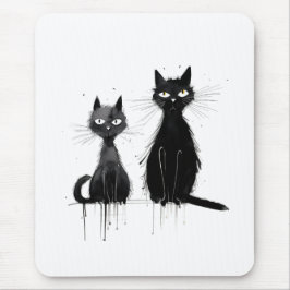 Zwei schwarze Katzen Mousepad