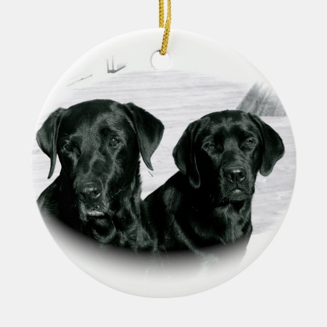 Zwei Schwarze Labrador Ornament (Vorne)
