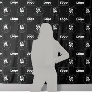 Zwei schwarze Schritte für das Logo + Foto wiederh Wandteppich