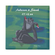 Zwei schwarze Schwäne Personalisierte Datums-Magne