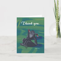 Zwei Schwarze Schwäne Schwimmen Danke Karten