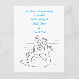 Zwei schwarze Schwäne zeichnen Hochzeitspostkarten Einladungspostkarte