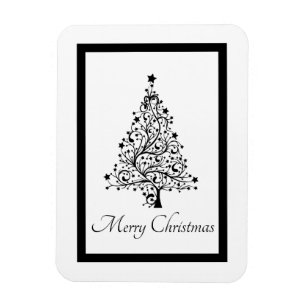 Zwei schwarze und weiße Minimalistische Weihnachts Magnet