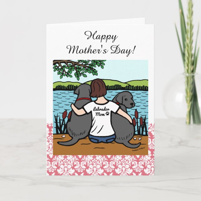 Zwei schwarzes Labradors und Mama Karte (Vorderseite)