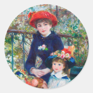 Zwei Schwestern (auf der Terrasse) Pierre Auguste  Runder Aufkleber