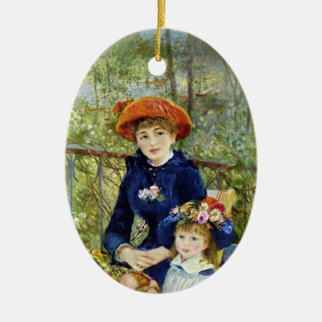 Zwei Schwestern (auf der Terrasse) von Pierre Reno Keramik Ornament (Vorne)
