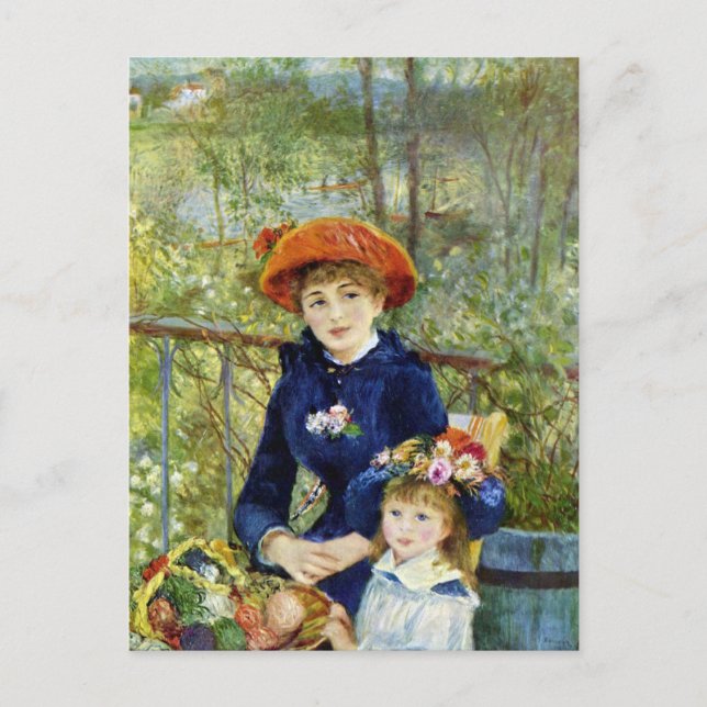 Zwei Schwestern (auf der Terrasse) von Pierre Reno Postkarte (Vorderseite)