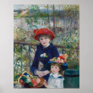 Zwei Schwestern auf der Terrasse von Renoir Druck Poster