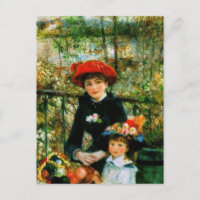 Zwei Schwestern auf der Terrasse von Renoir Postca