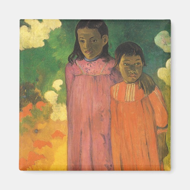 Zwei Schwestern von Paul Gauguin, Vintage Kunst Magnet (Vorne)