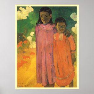 Zwei Schwestern von Paul Gauguin, Vintage Kunst Poster