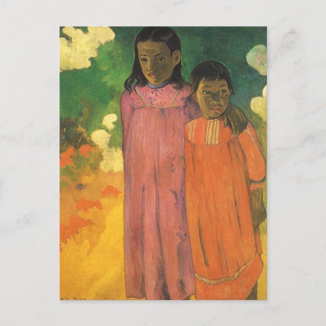 Zwei Schwestern von Paul Gauguin, Vintage Kunst Postkarte (Vorderseite)