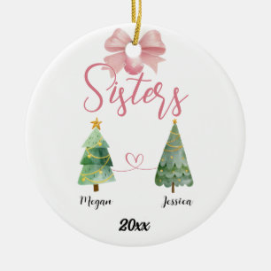 Zwei Schwestern Weihnachtsbaum mit Individuellen N Keramik Ornament