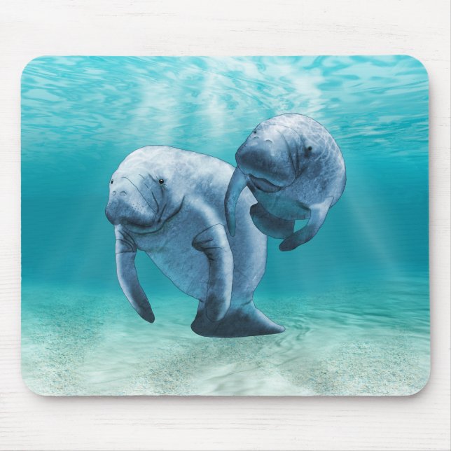 Zwei schwimmende Manatis Mousepad (Vorne)