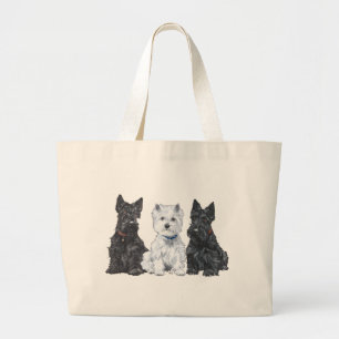 Zwei Scotties und ein Westie Jumbo Stoffbeutel