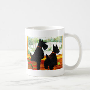 Zwei Scotty Hunde am Weihnachten Kaffeetasse