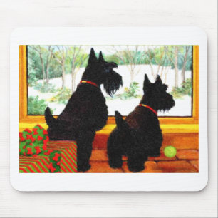 Zwei Scotty Hunde am Weihnachten Mousepad