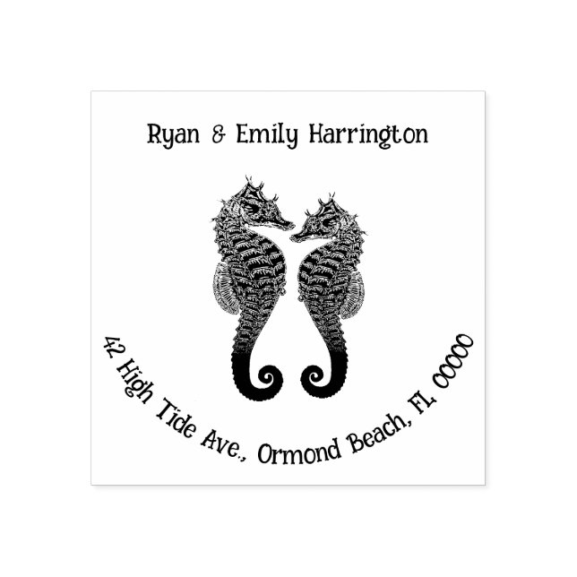 Zwei-Seepferdchen-Adresse Gummistempel (Prägung)