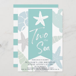 Zwei Seesterne Türkis 2. Geburtstag Einladung