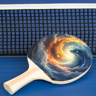 Zwei Seeungeheuer jagen einander, Fantasie  Tischtennis Schläger