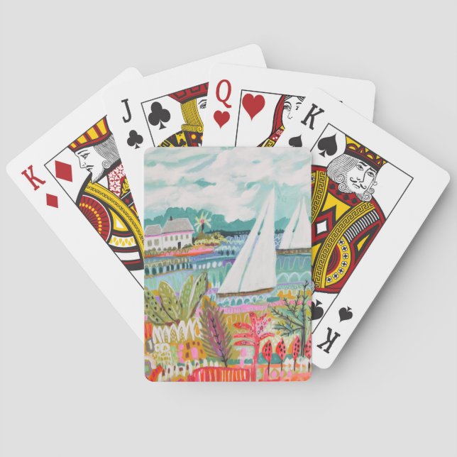 Zwei Segelboote Spielkarten (Rückseite)