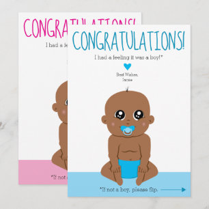 Zwei Seiten Baby Gender Reveal Ethnic Glückwunschs Einladung