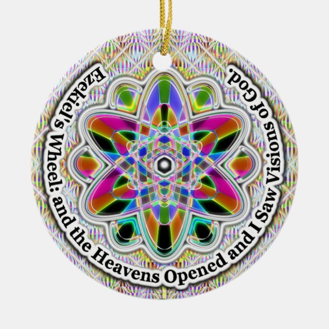 Zwei Seiten - Ezekiels Rad: Visionen Gottes Keramik Ornament (Vorne)