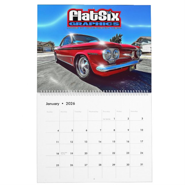 Zwei Seiten großer Korvare Kalender (Jan 2026)