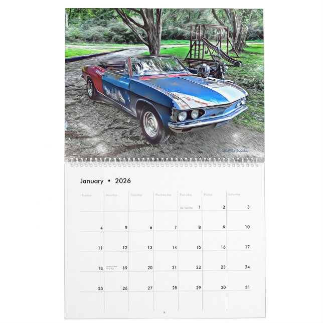 Zwei Seiten großer Korvare Kalender (Jan 2026)
