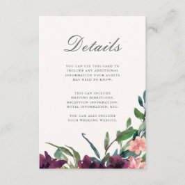 Zwei Seiten-Pflötenflorale auf Blush Wedding Detai Begleitkarte