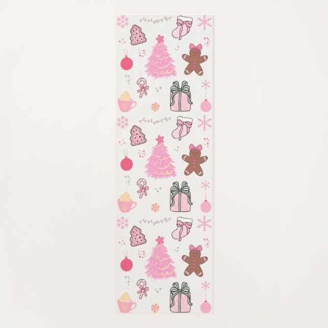 Zwei Seiten rosa Weihnachtsmuster Yogamatte (Vorderseite)