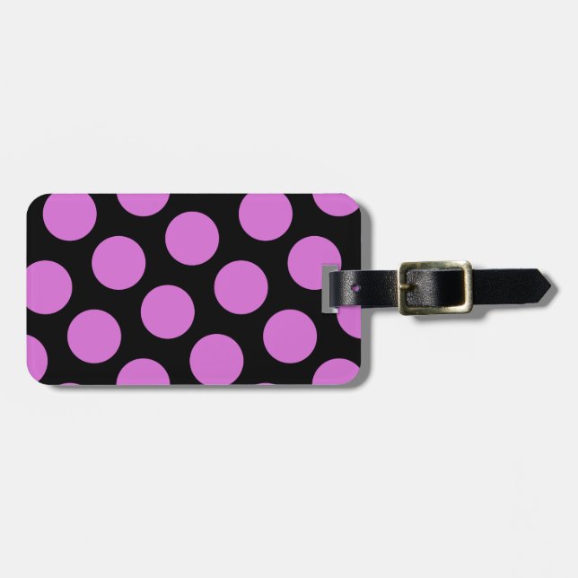 Zwei seitliche schwarze und orchid Polka Punkte Gepäckanhänger (Vorderseite horizontal)