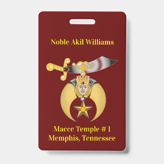 Zwei seitliche Shriners Ausweis (Front)