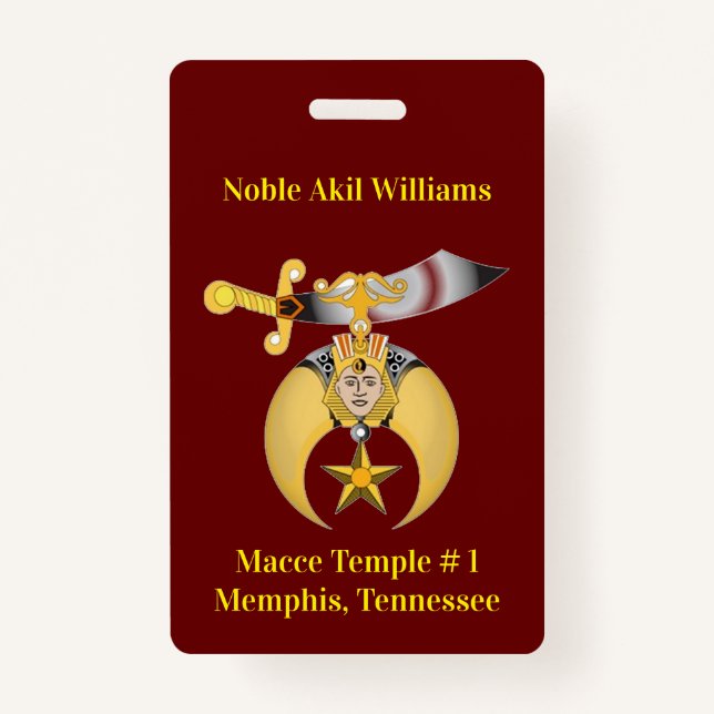Zwei seitliche Shriners Ausweis (Vorderseite)